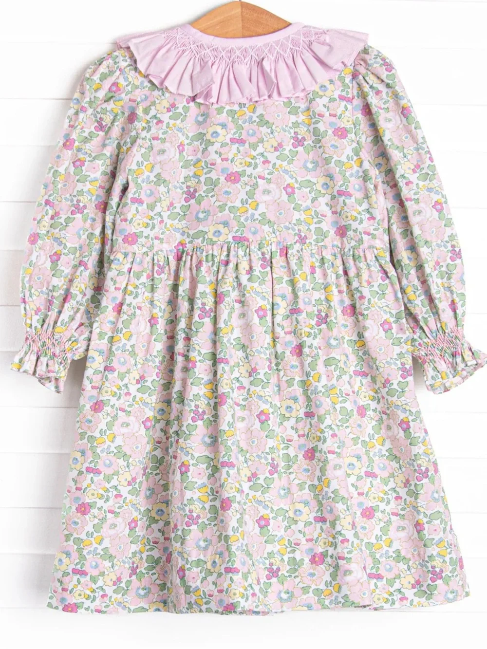 BLEU Baby Pink Floral Smocked Girls' Formal Dress